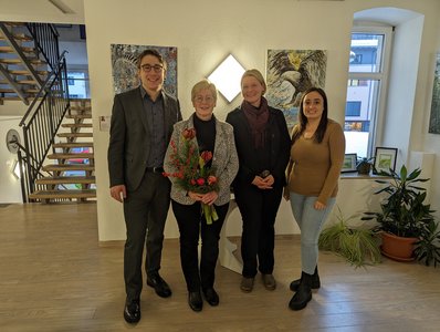 Bürgermeister Davide Licht, Ulrike Dietrich, Monika Rudolf, Leiterin Schulverbund und Jenny Fischer, Personalratsvorsitzende